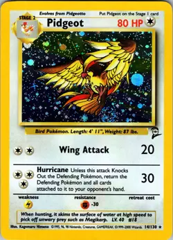Pidgeot Base Set 2 Holo Rare NM Pokemon 014/130 Holofoil - Image 1