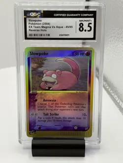 2004 Pokemon Slowpoke Common Reverse Holo EX Team Magma VS Aqua 45/95 CGC 8.5 - Image 1