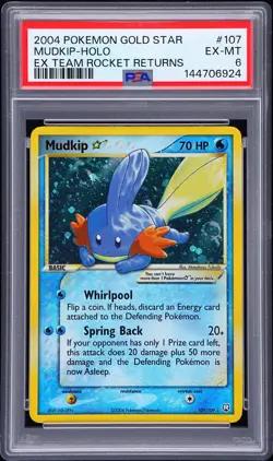 2004 Pokemon Ex Team Rocket Returns Mudkip-Holo Ex Team Rocket Returns PSA 6 - Image 1