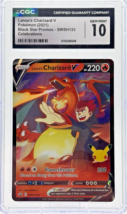 Lance’s Charizard V CGC 10 Gem Mint SWSH133 Celebrations Pokemon Promo Holo 🔥 - Image 1