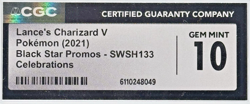 Lance’s Charizard V CGC 10 Gem Mint SWSH133 Celebrations Pokemon Promo Holo 🔥 - Image 2