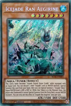 YU-GI-OH CARD BLTR-EN081 ICEJADE RAN AEGIRINE SECRET RARE MINT - Image 1
