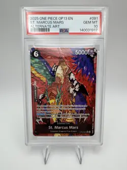 2025 Bandai One Piece OP13 St. Marcus Mars OP13-091 Alt Art Foil PSA 10 - Image 2
