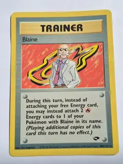 Blaine - 100/132- Rare Non-Holo WOTC TCG—Gym Challenge Set Pokemon Card *LP* - Image 1
