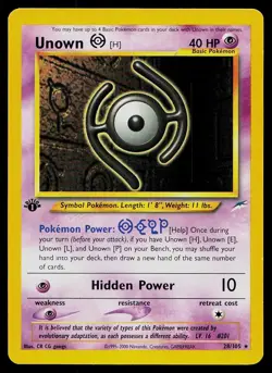 Pokemon Card Neo Destiny Unown [H] 28/105 1st Edition Rare - Image 1