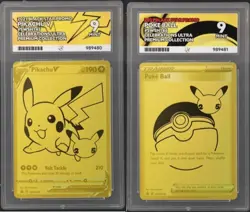 Pokemon Pikachu v + Poke Ball SWSH145/146 Celebrations Promo Card sequential 9's - Image 1