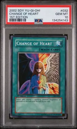 2002 Yu-Gi-Oh! STARTER DECK: YUGI 1ST EDITION SDY-032 CHANGE OF HEART PSA 10 - Image 1