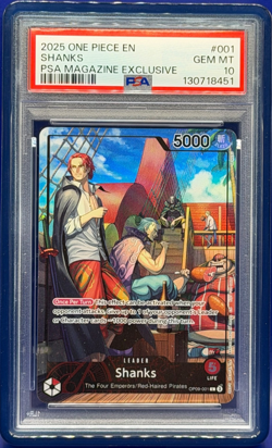 2025 ONE PIECE EN #001 SHANKS PSA MAGAZINE EXCLUSIVE PROMO PSA 10 GEM MINT - Image 1