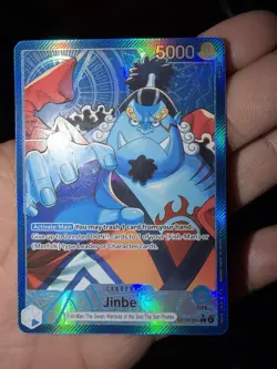 One Piece The Azure Sea’s Seven Jinbe OP14-040 Alternate Alt Art Leader NM - Image 1