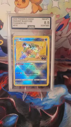 Pokemon TCG Radiant Blastoise Holo Card Pokemon Go 018/078 Ags 8.5 - Image 1
