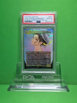 MTG 2025 FINAL FANTASY YUNA, GRAND SUMMONER BORDERLESS PROMO PSA 10 POP 18 - Image 1