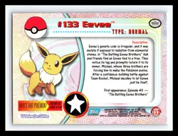 💥 EEVEE 1999 Topps Pokemon TV Non Holo Animation 1st Series Blue Logo # 133 - Image 2