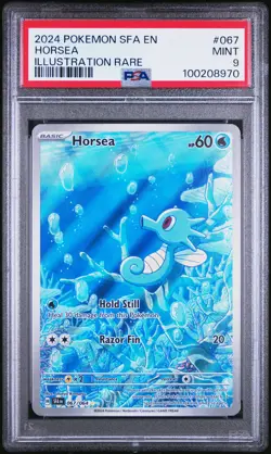 2024 POKEMON SFA EN-SHROUDED FABLE ILLUSTRATION RARE #067 HORSEA PSA 9 - Image 1