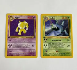 Pokemon Fossil 1st Edition Lot – Hypno 8/62 & Golbat 34/62 – Vintage WOTC 1999 - Image 1
