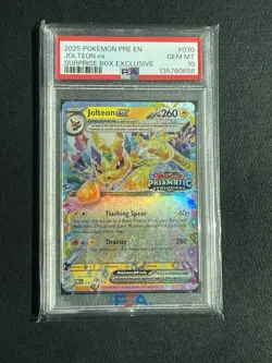 Pokemon Prismatic Evolutions Jolteon ex 030/131 Surprise Box Stamped PSA 10 - Image 1