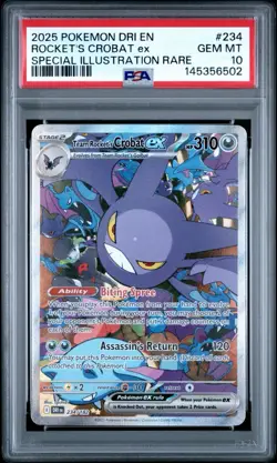 PSA 10 GEM MINT Team Rocket's Crobat ex 234/182 Pokemon Destined Rivals Full Art - Image 1