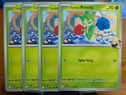 Pokemon TCG Destined Rivals Cynthia's Roselia 007/182 x4 Playset - Image 1