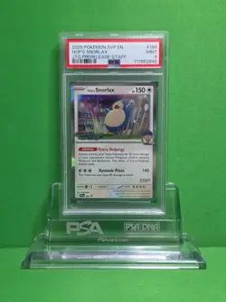POKEMON 2025 JOURNEY TOGETHER HOP'S SNORLAX PRERELEASE STAFF 184 PSA 9 - Image 1