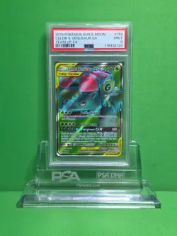 POKEMON 2019 TEAM UP CELEBI & VENUSAUR GX FULL ART 159 PSA 9 - Image 1