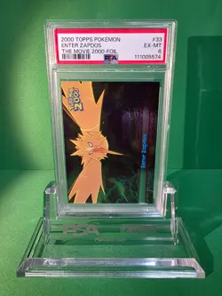 POKEMON 2000 TOPPS POKEMON THE MOVIE ENTER ZAPDOS FOIL #33 PSA 6 - Image 1