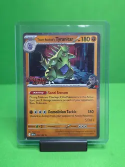 POKEMON 2025 DESTINED RIVALS TEAM ROCKET'S TYRANITAR STAFF 096 - Image 1