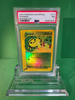 2003 POKEMON AQUAPOLIS SPINARAK REVERSE FOIL 111/147 PSA 7 - Image 1
