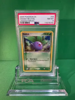 2005 POKEMON EX ODDISH REVERSE FOIL UNSEEN FORCES 64/115 PSA 8 - Image 1