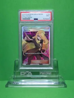 POKEMON 2018 ULTRA PRISM CYNTHIA FULL ART 148 PSA 9 - Image 1