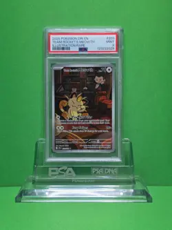 POKEMON 2025 DESTINED RIVALS TEAM ROCKET'S MEOWTH ILLUSTRATION RARE 203 PSA 9 - Image 1