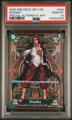 2025 One Piece OP11 A Fist Divine Speed Shanks Special Alternate Art 004 PSA 10 - Image 1