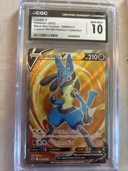 Lucario V SWSH213 Sword & Shield Black Star Promo TAG 10 Pokemon Card - Image 1
