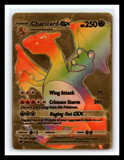 💥 Pokemon Charizard GX Rainbow Gold Foil Card 150/147 - Image 1