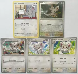Minccino & Cinccino Pokemon TCG Lot 5 Cute Colorless English Cards - Image 1