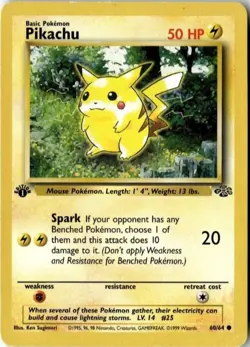 #1 Pokemon TCG 1st Edition Jungle Pikachu 60/64 Near Mint Vintage Card WOTC PSA - Image 1