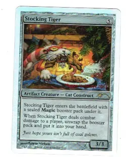 STOCKING TIGER Foil HAPPY HOLIDAYS 2013 Magic Out-of-Pack Quality - Image 1