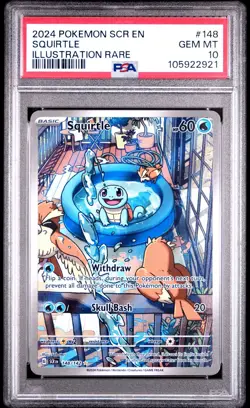 2024 POKEMON SCR EN-STELLAR CROWN ILLUSTRATION RARE #148 SQUIRTLE PSA 10 - Image 1