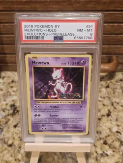 Pokemon XY Evolutions Prerelease Mewtwo 51/108 Promo Holo PSA 8 EN - Image 1