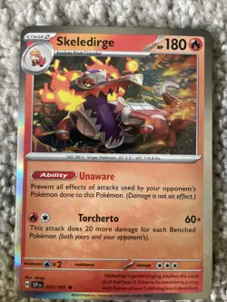 Pokemon TCG Skeledirge Card #031/191 SV08 Surging Sparks Holo - Image 3