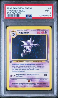 PSA 9 Haunter 1st Edition Fossil Holo Rare Pokemon Card #6 Mint Clean Look - Image 1