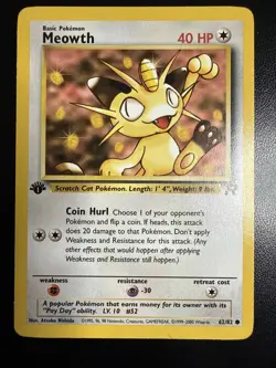 Meowth 62/82 Common 1st Edition Team Rocket Pokemon Card - Image 1