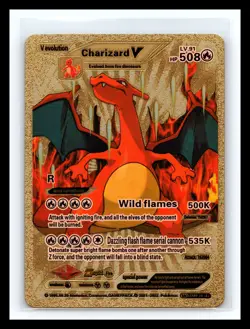 💥 Pokemon Gold Foil Art Card CHARIZARD V 508HP Wild Flames SMP 26-43 - Image 1