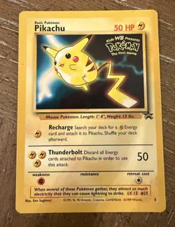 Pokemon Pikachu 4 Kids WB Movie Promo 1999 Basic Card 50 HP Regular - Image 1