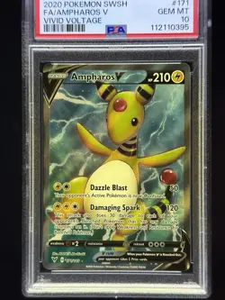 2020 POKEMON SWORD & SHIELD VIVID VOLTAGE #171 FULL ART/AMPHAROS V PSA 10 - Image 1