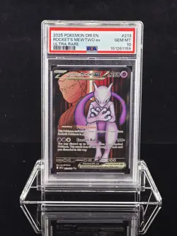 2025 POKEMON DRI EN-DESTINED RIVALS ULTRA RARE TEAM ROCKET'S MEWTWO EX PSA 10 - Image 1