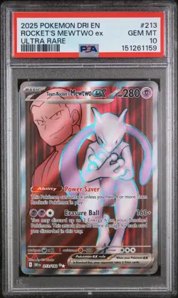 2025 POKEMON DRI EN-DESTINED RIVALS ULTRA RARE TEAM ROCKET'S MEWTWO EX PSA 10 - Image 3