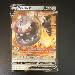 The Pokemon Steelix V Swsh04: Vivid Voltage Ultra Rare Holo Basic 250 HP 115/185 - Image 1