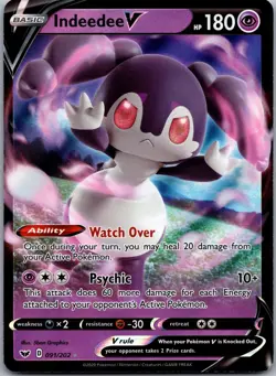 Indeedee V 091/202 Holo V Rare Sword & Shield Pokemon Near Mint - Image 1