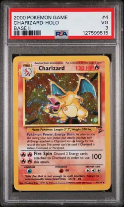 2000 Pokemon Game Base II Charizard Holo Base II PSA VG 3 #4 - Image 1
