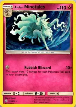 Pokemon TCG Alolan Ninetales 145/236 Sm-Cosmic Eclipse Holo NM (SKU 1-5) - Image 1