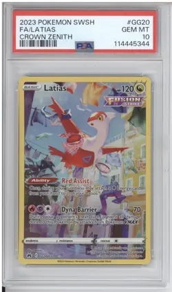 2023 Pokemon Sword & Shield Crown Zenith Full Art Latias GG20 GEM MINT PSA 10 - Image 1